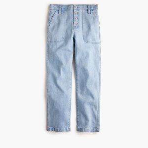 J. Crew Straight Leg Crop Jeans Indigo Cove Light Wash Button Fly High Rise 28